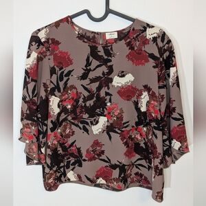 Aritzia Wilfred Cambrai Cropped Blouse - Mauve floral print - size m